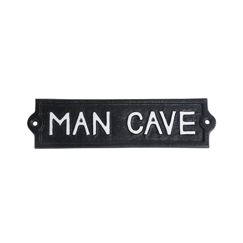 Skylt gjutjärn Man Cave 21x6cm
