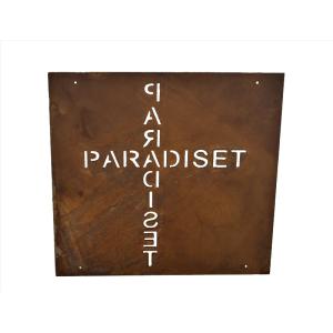 Skylt Paradiset rost 14x14cm 