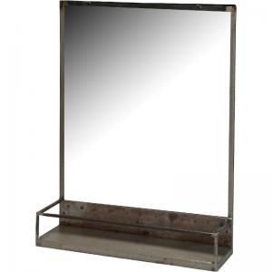 Spegel med hylla råjärn H70cm