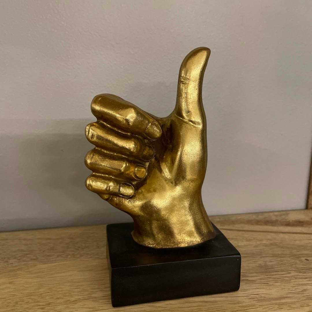 Staty Hand tumme upp Guld H15cm