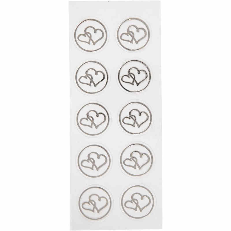 Stickers transparanta silverhjärtan 2-pack