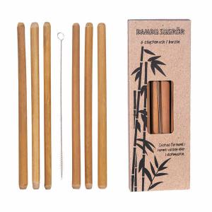 Sugrör bambu 6st+borste 22cm
