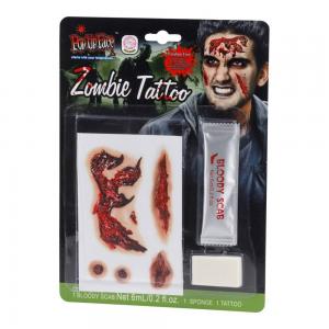 Tatuering zombie och blod