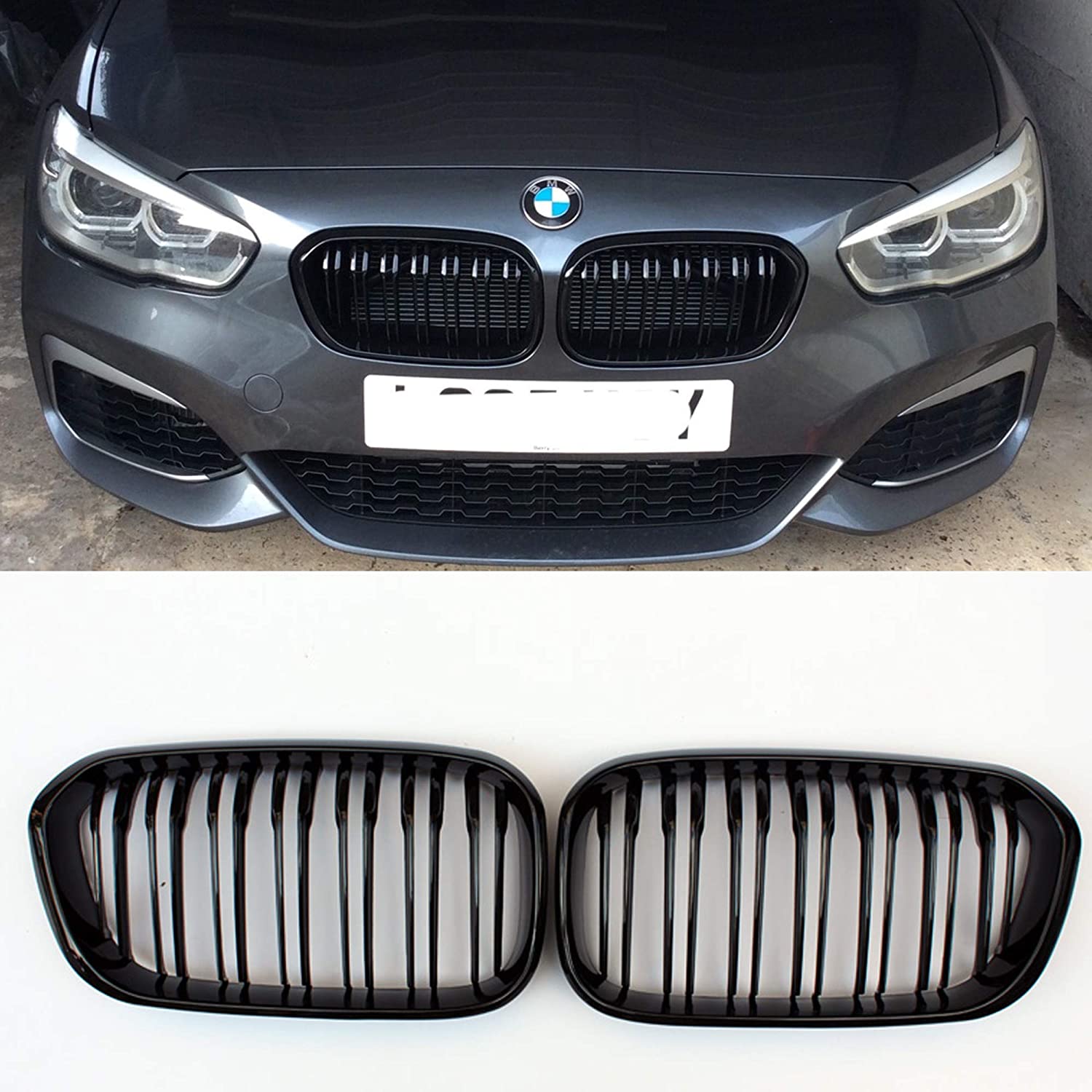 BMW f20 f21 svart dubbelribb grill njurar