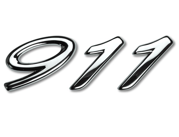 911 logo emblem till bilen i silver / svart