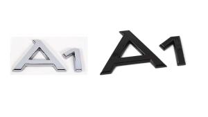 Audi A1 logo emblem till bilen i svart och krom färg