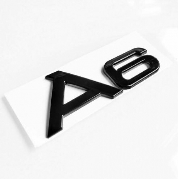 A6 logo emblem till bilen i svart, silver
