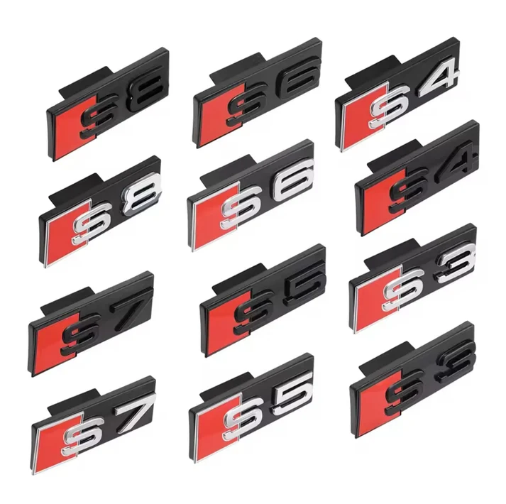 Audi S-Emblem till Grillen S3, S4, S5, S6, S7 Svart. Silver