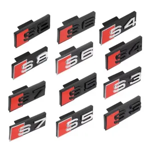 Audi S-Emblem till Grillen S3, S4, S5, S6, S7 Svart. Silver