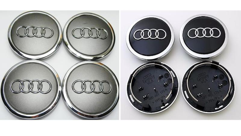 Audi original centrumkåpor grå 61, 68, 77 mm