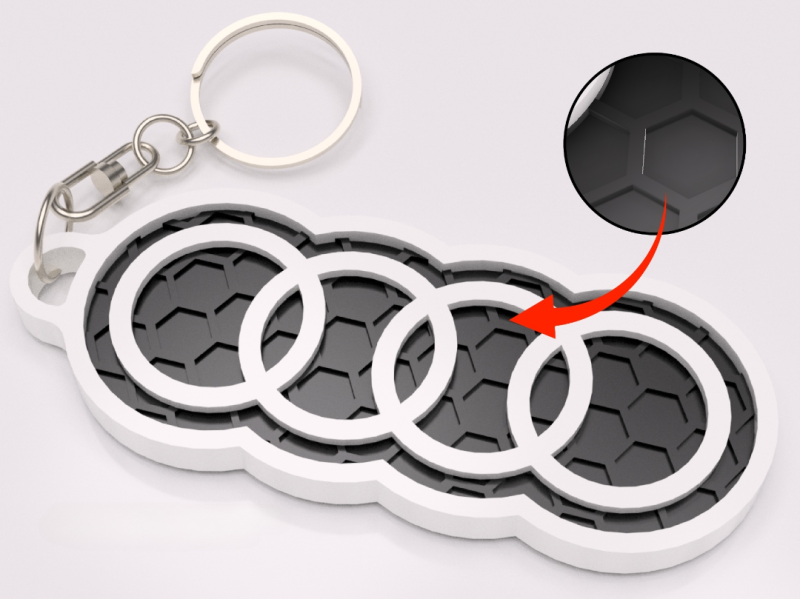 Audi logo nyckelring nyckelhänge 3d
