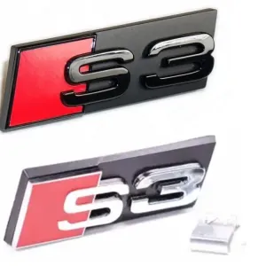 Audi S-Emblem till Grillen S3, S4, S5, S6, S7 Svart. Silver