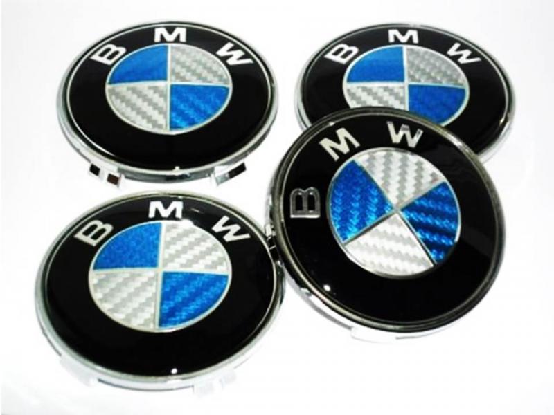 bmw blå kolfiber emblem 68mm_medium