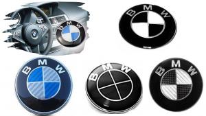 BMW emblem till ratten rattemblem M kolfiber svart blå