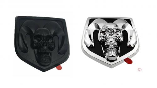 dodge ram märke dödskalle emblem svart och silver