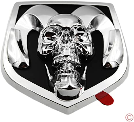 dodge ram skull märke i  svart och silver