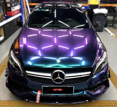 Färgskiftande folie grön och lila vinyl folie 1,5M