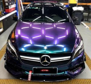 Färgskiftande folie grön och lila vinyl folie 1,5M