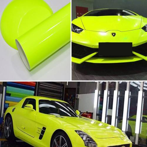 fluorescerande gul vinyl wrap för foliering