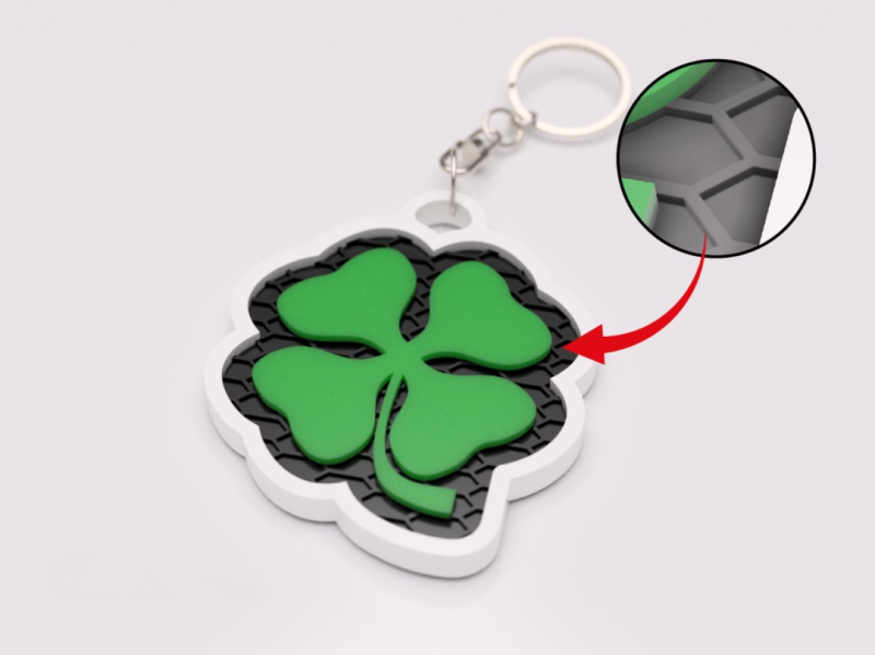 Fyrklöver nyckelring nyckelhänge 3d