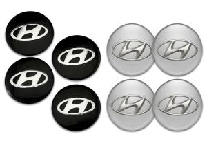Hyundai hjulnav emblem 56, 60, 65 mm Silver / Svart