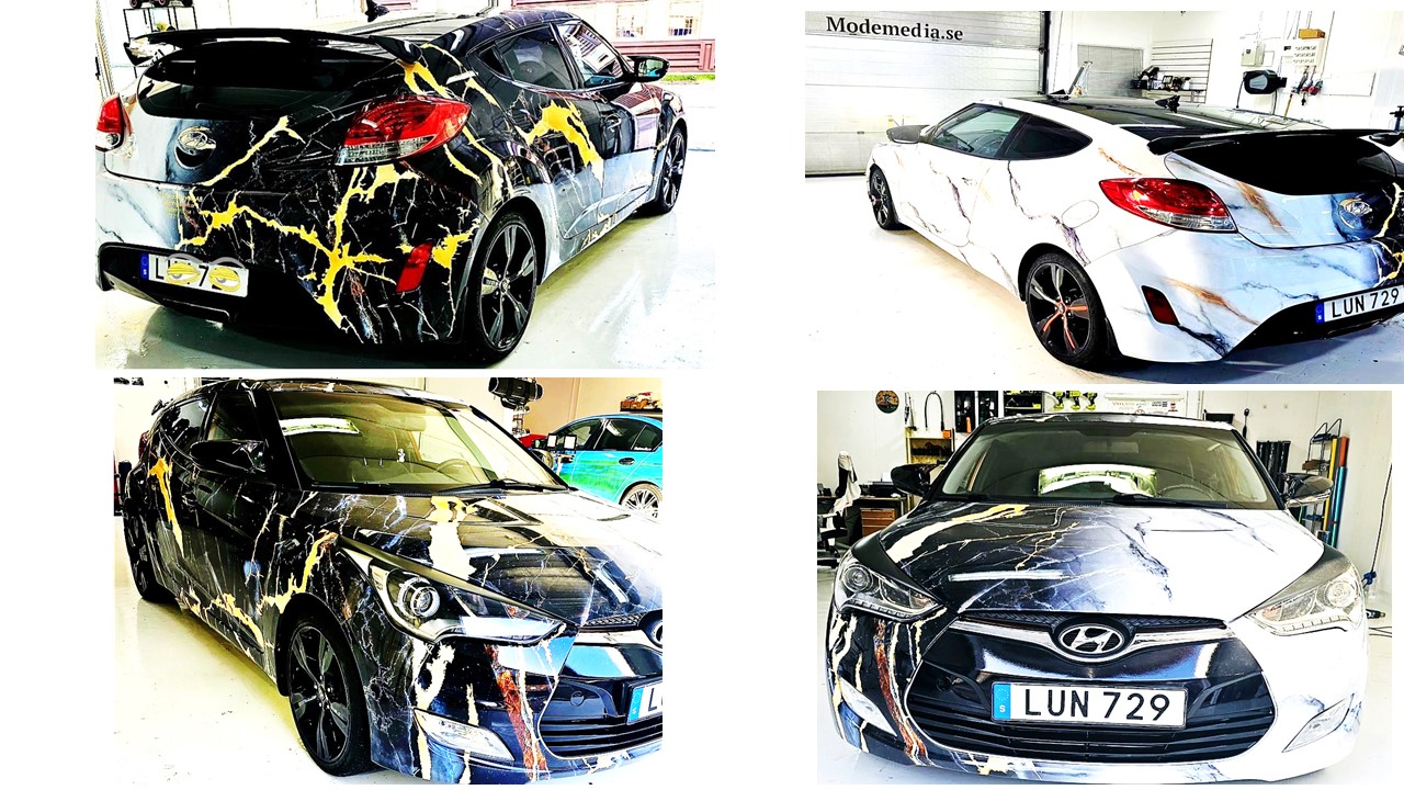 hyundai veloster folierad marmor motiv