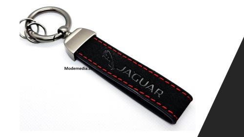 jaguar logo alcantara nyckelring