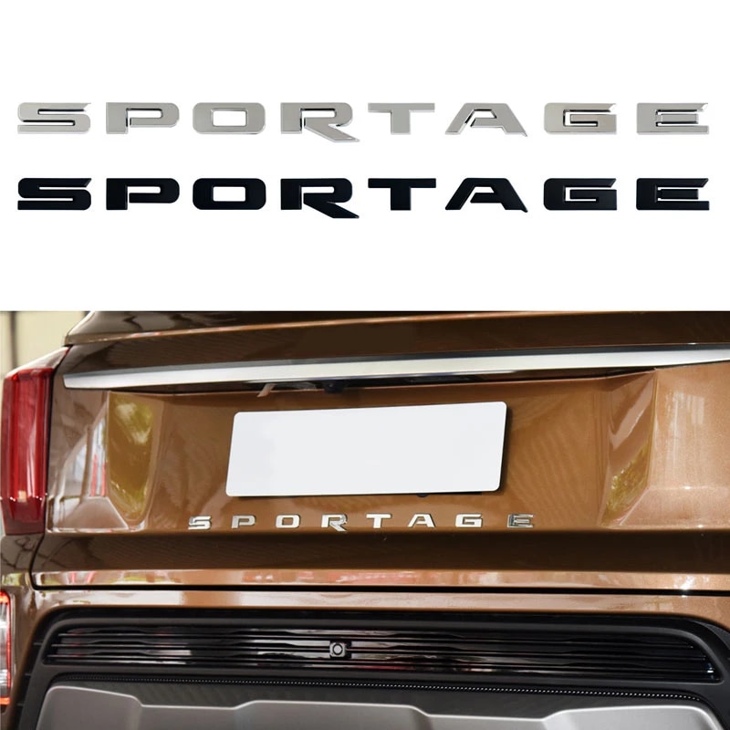 KIA emblem Sportage logo till bilen, svart och silver