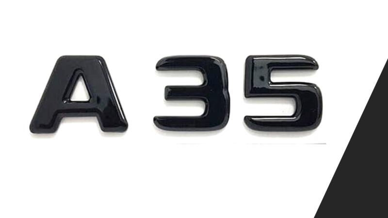 mercedes a35 modell beteckning emblem blank svart