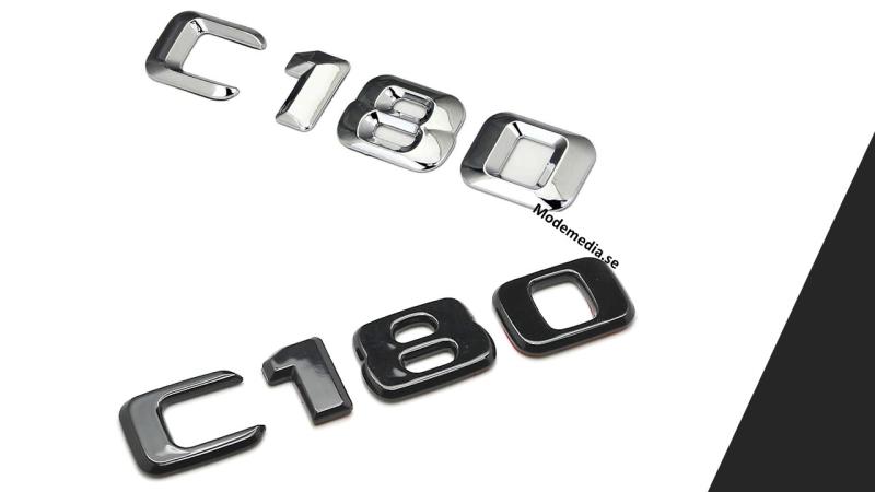 Mercedes C180 emblem svart / silver modellbeteckning