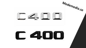 Mercedes C400 emblem svart, silver modellbeteckning
