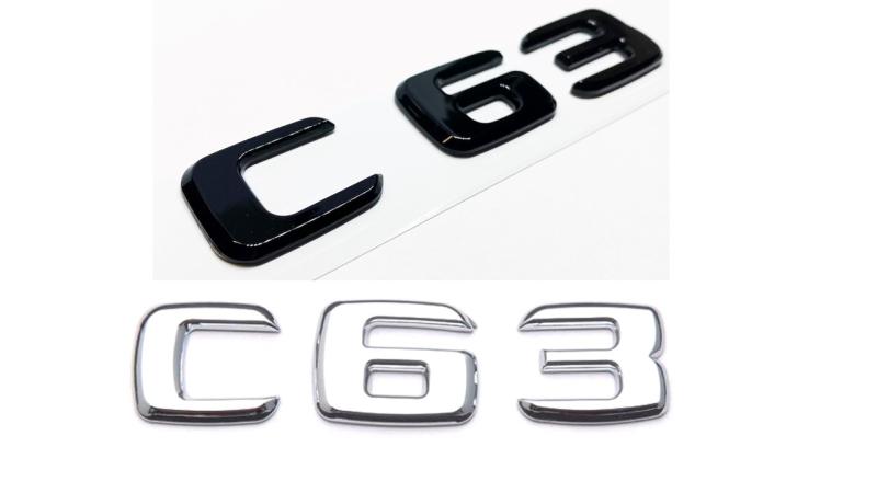 Mercedes C63 logo emblem märke krom och svart