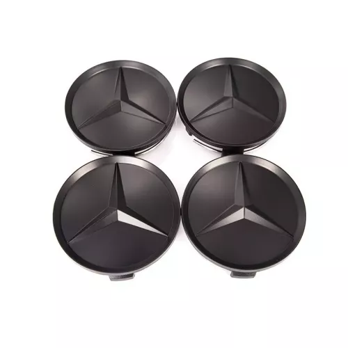 Mercedes centrumkåpor matt svart färg 75mm