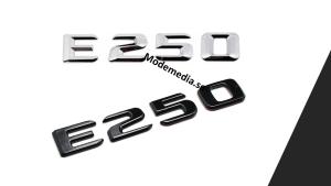 Mercedes E250 emblem svart, silver modellbeteckning