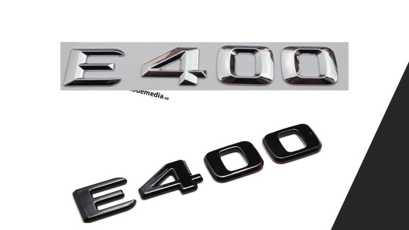Mercedes E400 emblem svart silver modell logo