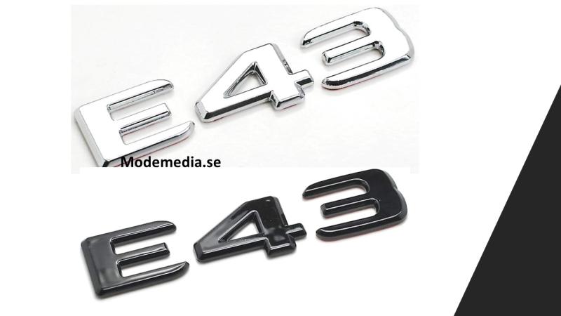 Mercedes E43 emblem svart / silver modellbeteckning