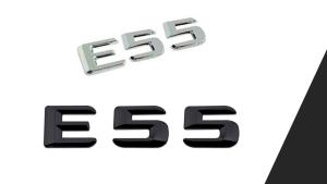 Mercedes E55 emblem svart / silver modellbeteckning