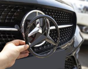 mercedes  grill emblem 185 mm i blank svart
