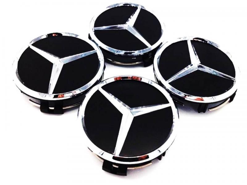 mercedes logo svarta centrumkåpor fälgkåpor