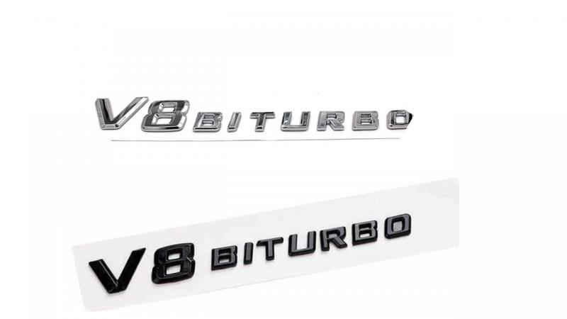 Mercedes V8 biturbo emblem i svart och silver