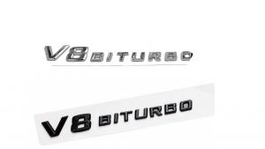 Mercedes V8 biturbo emblem i svart, silver