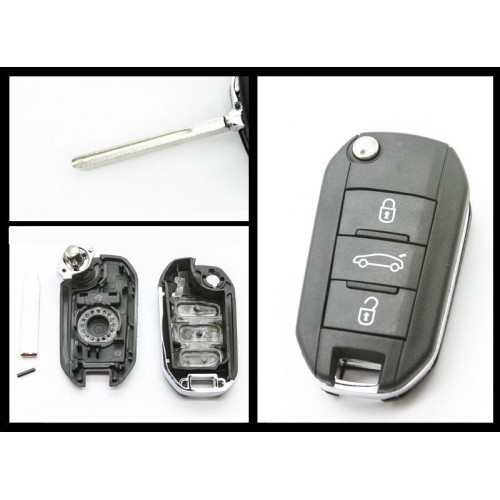 Peugeot & Citroen bilnyckel med 3 knappar