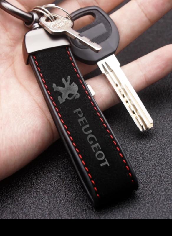 Peugeot logo lyxig alcantara nyckelring nyckelstrap