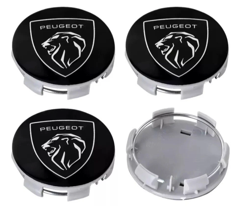 Peugeot centrumkåpor silver och svart färg
