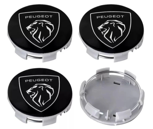 Peugeot centrumkåpor silver och svart färg