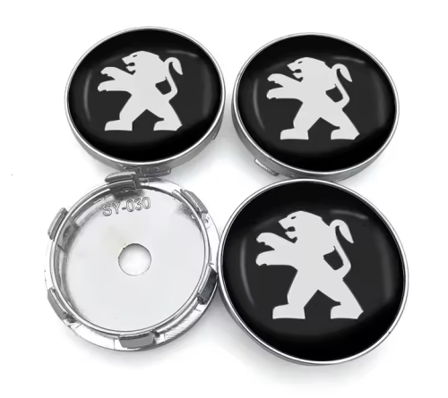 Peugeot centrumkåpor silver och svart färg