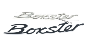 Boxster emblem märke till bilen i silver, svart