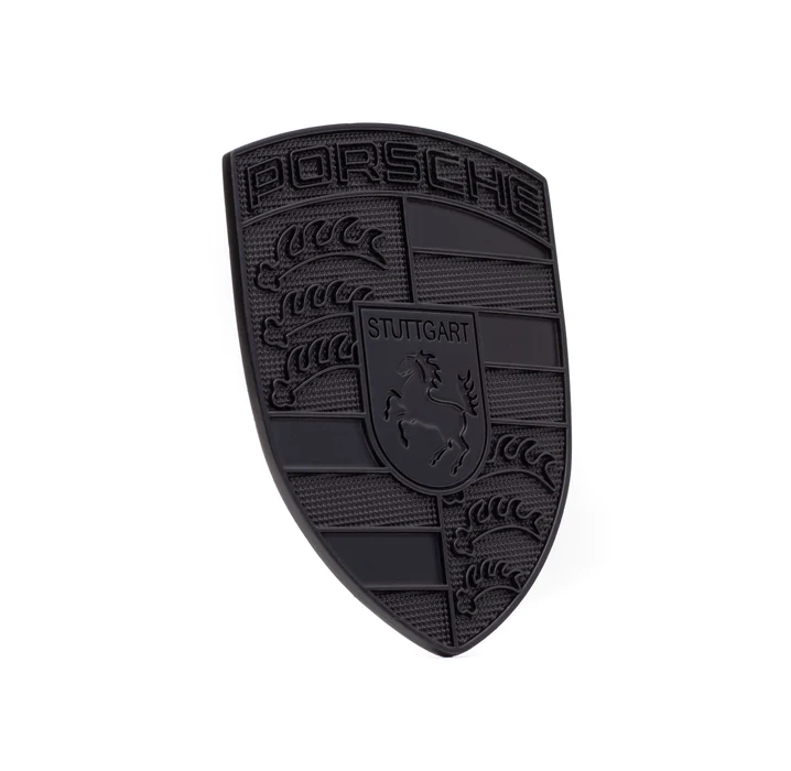porsche emblem till motorhuv i svart färg