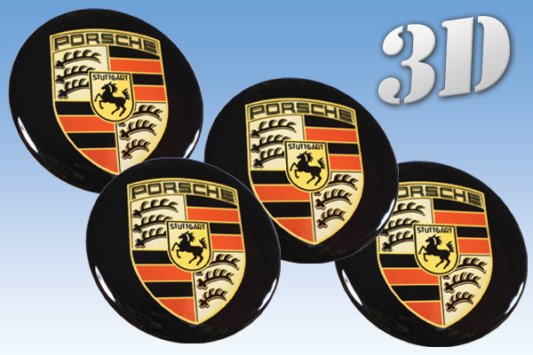 Porsche hjulnav emblem svart, 56, 60, 65 mm