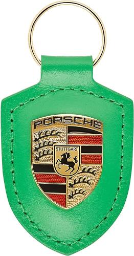 porsche nyckelring grön läder